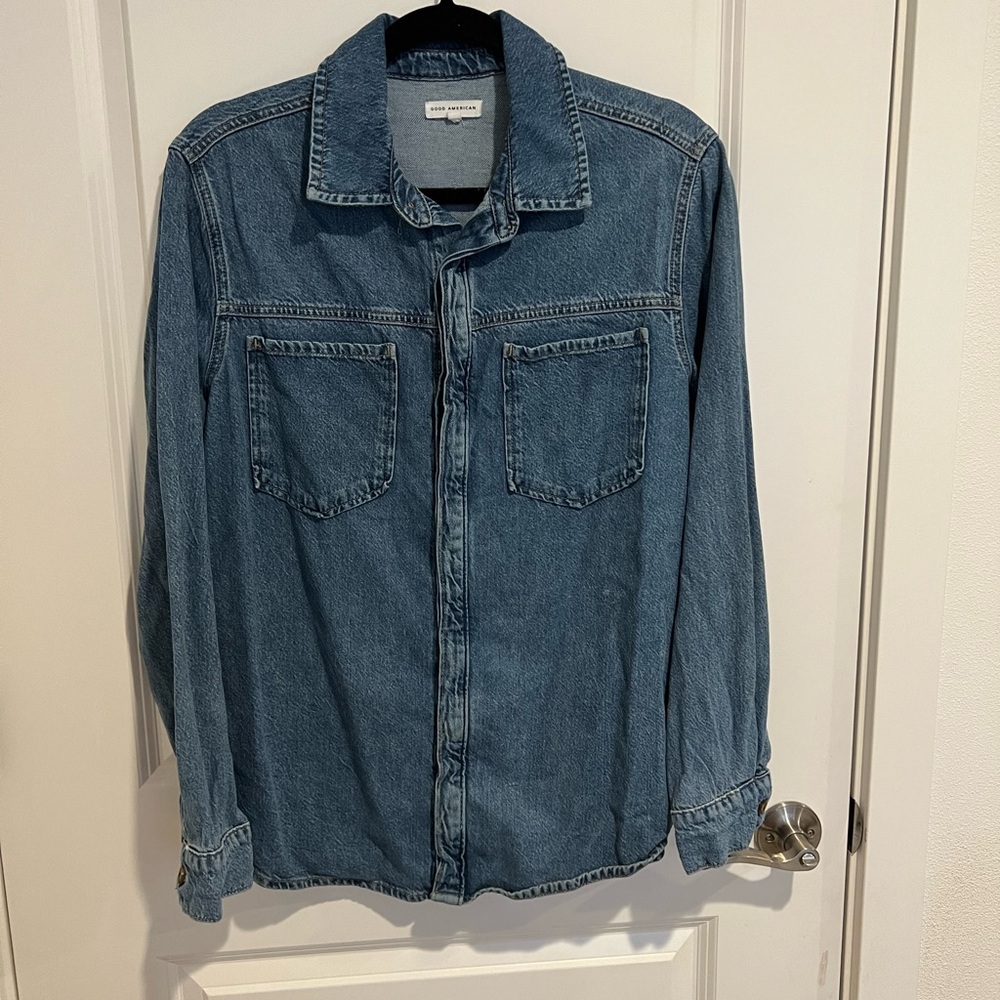 Good American Blue Denim Top